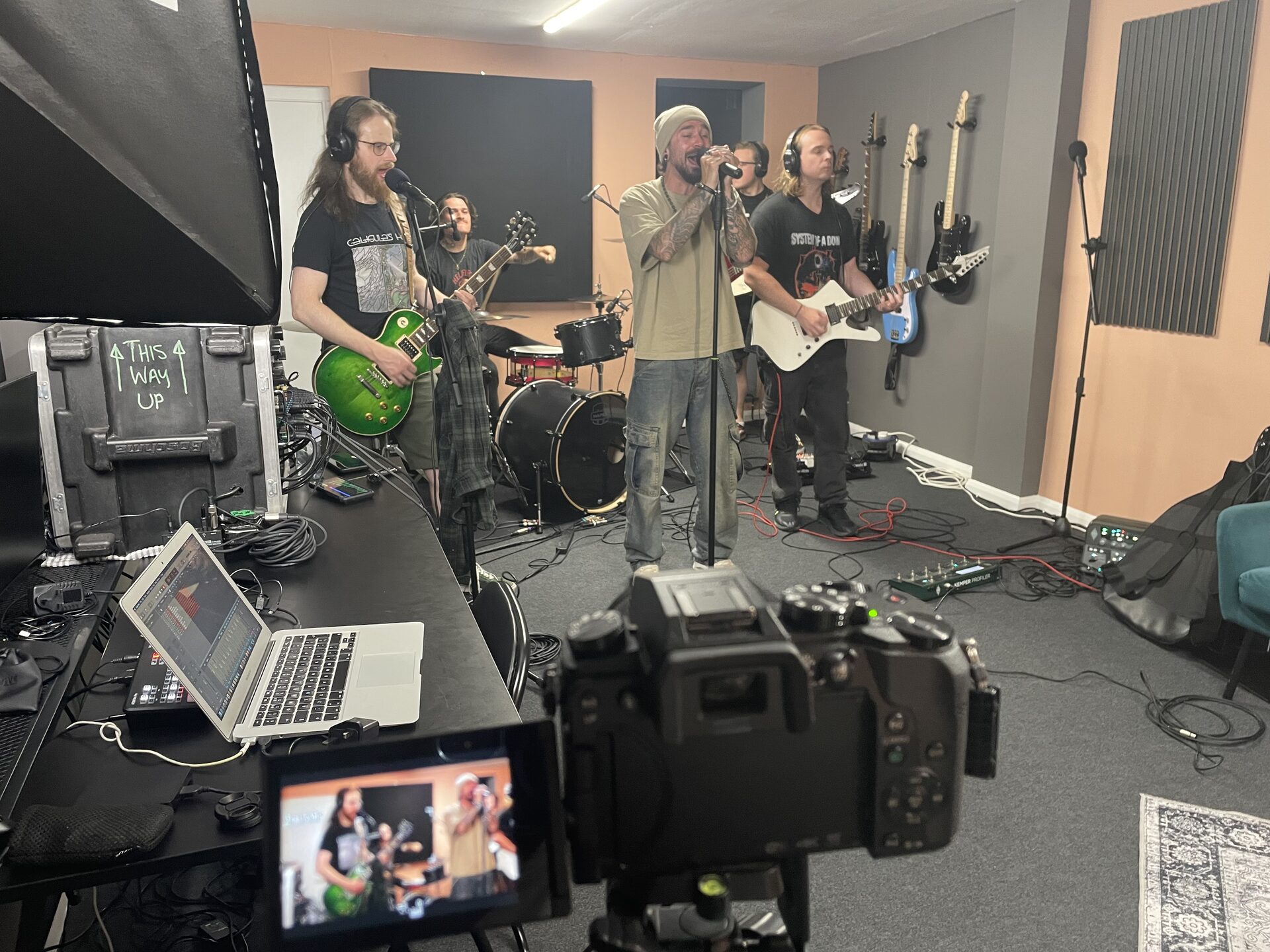 Behind the scenes filming a live band session