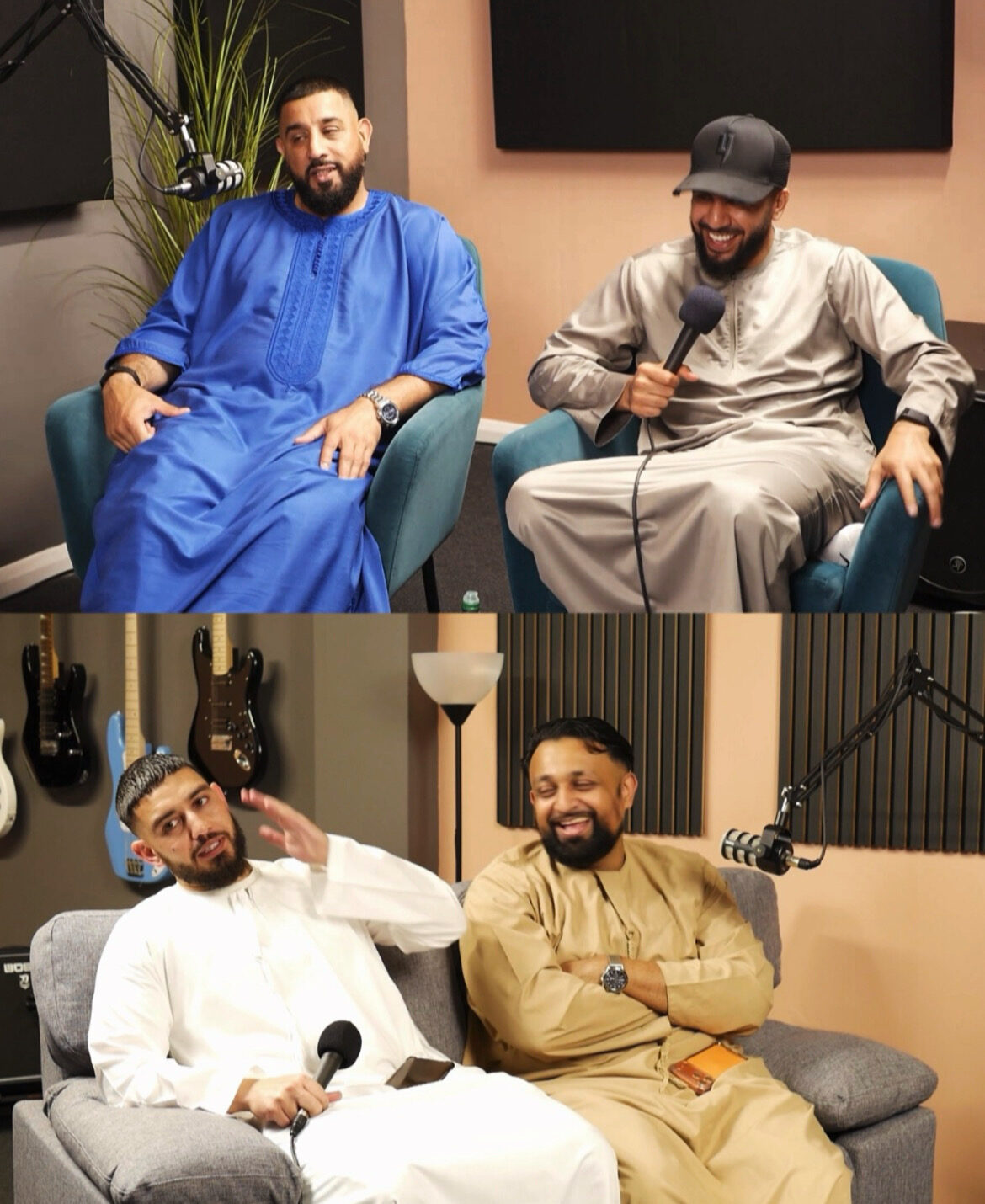 Podcast guests in conversation on the studio set